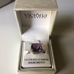 NEW Genuine Amethyst Sterling Silver Ring